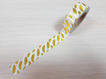 Bandă adezivă Washi Tape pene aurii