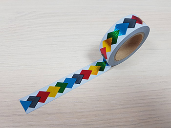 Set 2 role washi tape, bandă adezivă, model romburi colorate, efect metalic, 15mm x 10m