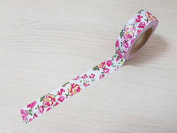 Set 2 role Bandă adezivă Washi Tape Roses, Folina, model floral, 15 mm lăţime x 10 m lungime