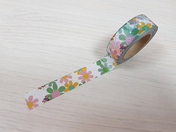 Bandă adezivă Washi Tape Spring Time, model floral, 15 mm x 10 metri