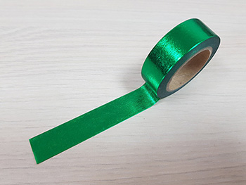 Bandă adezivă Washi Tape metalic, Folina, culoare verde, dimensiune bandă 15 mm lăţime x 10 m lungime 