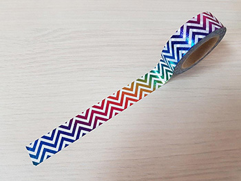 Bandă adezivă Washi Tape Zigzag Rainbow, Folina, model multicolor, 15mm x 10m