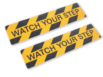 Set 2 Benzi Antiderapante pentru Scări „Watch Your Step” 61 × 15 cm Galben-Negru