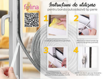 Bandă autoadezivă tip perie, pentru etanșare ferestre, uși glisante, dressing-uri, rolă de 5m 