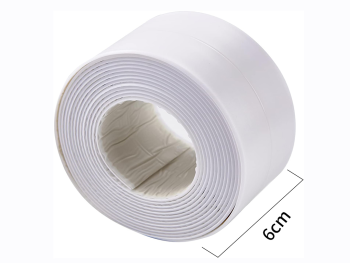 Bandă etanşare autoadezivă albă, Folina ETF12, rolă de 6 cm x 3,2 m, racletă de aplicare inclusă