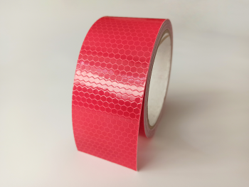 Bandă reflectorizantă autoadezivă de marcaj contur de culoare roșie pentru siguranța rutieră, rolă 5 cm x 5 m 