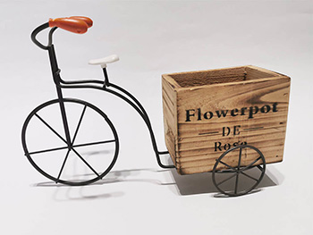 Bicicletă decorativă, Folina, din metal, maro, 28x17 cm