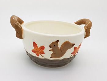 Bol ceramică cu mânere, Folina, model Veveriţă