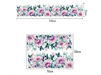 Sticker floral, Folina, bordură decorativă cu flori mov, 25x130 cm