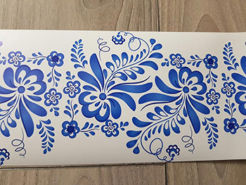 Set 3 borduri decorative autoadezive Bella, imprimeu floral albastru, 15 x 100 cm