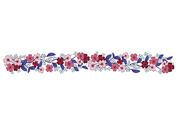 Bordură decorativă autoadezivă, Folina, model floral în nuanţe de roşu şi albastru, 30x200 cm