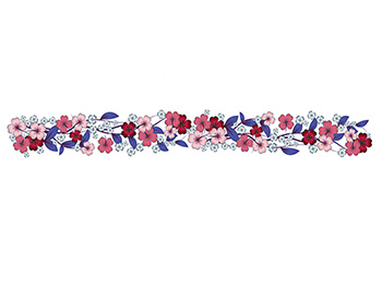Bordură decorativă autoadezivă, Folina, model floral în nuanţe de roşu şi albastru, 30x200 cm