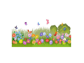 Sticker geam Câmp cu flori, Folina, autoadeziv, multicolor