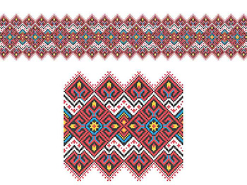 Set 5 Borduri decorative autoadezive, Folina 24, cu motive tradiţionale româneşti, multicolore. 10x100 cm