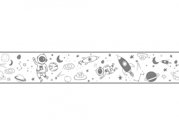 Bordură tapet cameră copii, Cosmos gri, Marburg Little Adventures, 17x500 cm