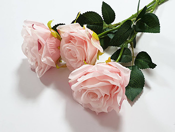 Trandafiri artificiali roz, buchet cu 3 flori, 50 cm înălţime