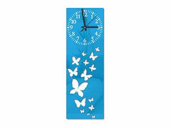 Ceas perete, Folina, model fluturi Felicity bleu, dimensiune ceas 60x20 cm