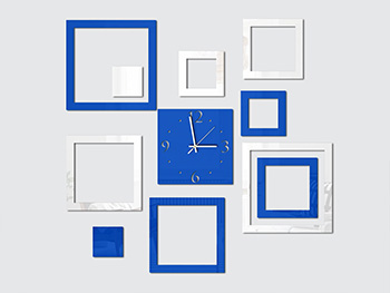 Ceas de perete, Folina, model pătrate albastre şi albe, dimensiune ceas 25x25 cm