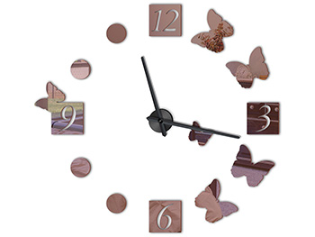 Ceas perete, Folina, model Mariposa, ceas din oglindă acrilică bronz