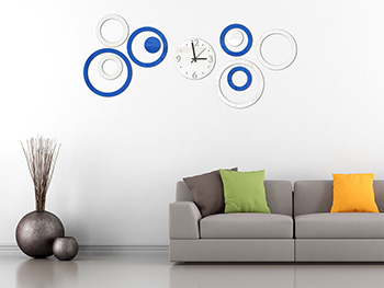 Ceas perete, Folina, model cercuri albe şi albastre