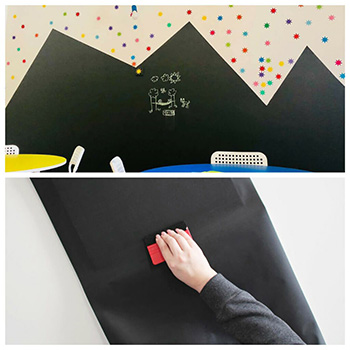 Folie autoadezivă tablă școlară neagră, Aslan C61 Blackboard, se scrie cu cretă, lăţime de 125 cm