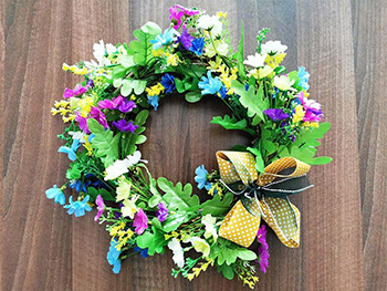 Coroniţă decorativă, Folina, flori artificiale multicolore, 25 cm