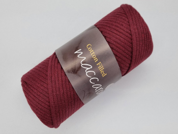 Snur din bumbac, Maccaroni Cotton Cord visiniu, 3 mm grosime