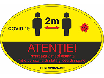 Stickere podea Recomandări Păstrează distanţa 7- set 3 bucăţi, 45x30cm