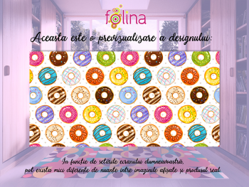 Covor antiderapant pentru cameră copii, din pvc, model cu gogoși colorate, linoleum antiderapant la rolă de 80x158 cm lățime