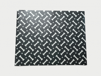 Covor antiderapant din vinil, model gri închis cu oase albe, 79 x 100 cm