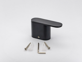 Cuier oval, negru, suport de perete pentru halate sau prosoape, model X20754H