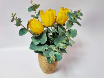 decoratiune-cu-lalele-artificiale-galbene-1019