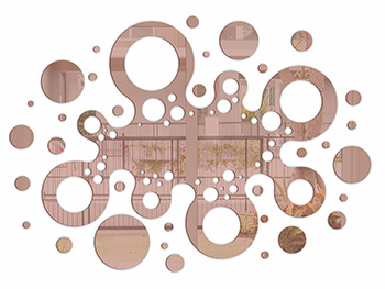 Decoraţiune perete Dante, din oglindă acrilică bronz, model geometric