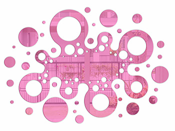 Decoraţiune perete Dante, din oglindă acrilică roz, model geometric