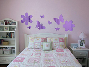 Decoraţiune oglindă violet Spring, Folina, oglindă acrilică, decorațiune pentru perete