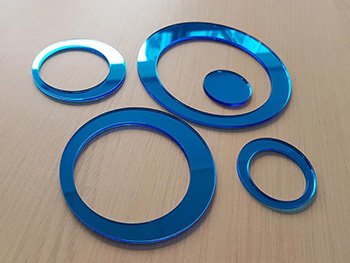 Set 12 stickere cercuri, decoraţiune perete din oglindă acrilica albastră