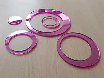 Set 25 stickere cercuri, decoraţiune perete din oglindă roz