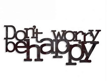 Decorațiune perete Don't worry be happy, Folina, plexiglass negru