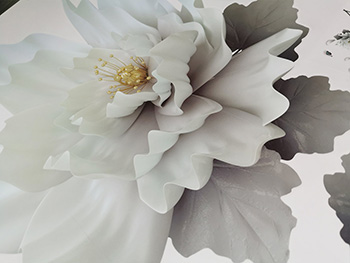 Stickere flori, Folina, decor floral gri albăstrui