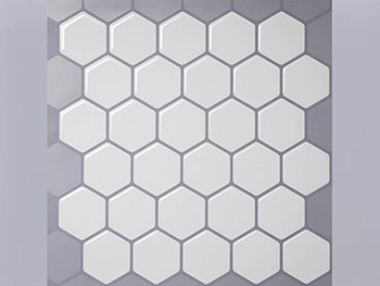Faianţă autoadezivă 3D hexagoane albe - set 10 bucăţi