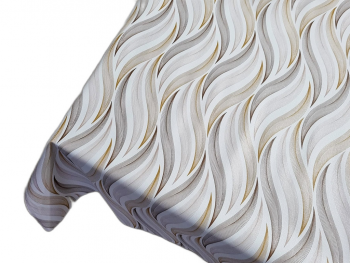 Faţă de masă impermeabilă, albă cu model elegant bej, 140 X300cm