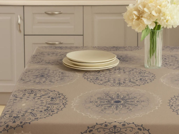 Faţă de masă impermeabilă Charlene Natur, d-c-fix, bej cu rozete, 140x130 cm