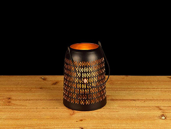 Felinar lumânare Holes, Folina, metalic, negru, 15 cm înălţime