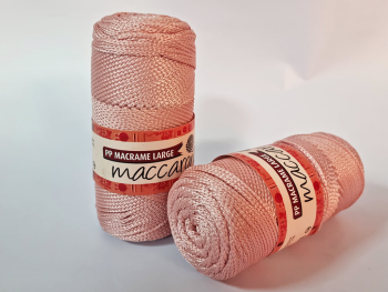 Fir macrame roz pal, Maccaroni PP macrame large, set 2 gheme