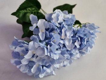 Hortensie artificială albastră, creangă cu 7 flori, 50 cm înălţime
