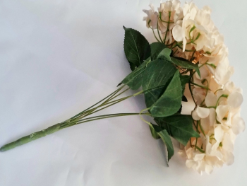 Hortensie artificială crem, creangă cu 7 flori, 50 cm înălţime
