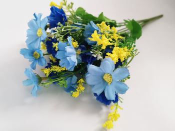 Plantă artificială Flori de câmp albastre, 30 cm înălţime