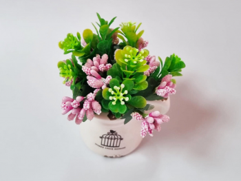 vas-ceramic-alb-cu-plante-artificiale-verzi-si-roz-2294