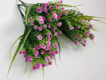 Flori artificiale roz purpuriu, buchet cu 3 crenguţe, 30 cm înălţime