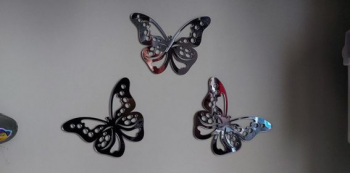Set 3 stickere oglindă Fluture, Folina, decorațiune din oglinda acrilica gri, 12x9 cm sticker-oglinda-gri-fluture-9386